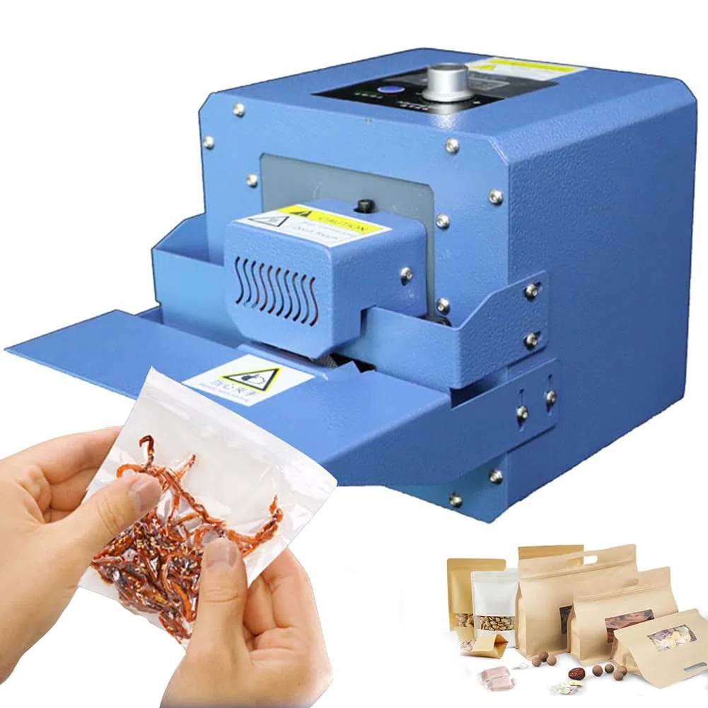 Sellador automático de bolsas de plástico, máquina de sellado térmico continuo de 300 W, sellador de banda industrial de 5 m/min para embalaje de alimentos