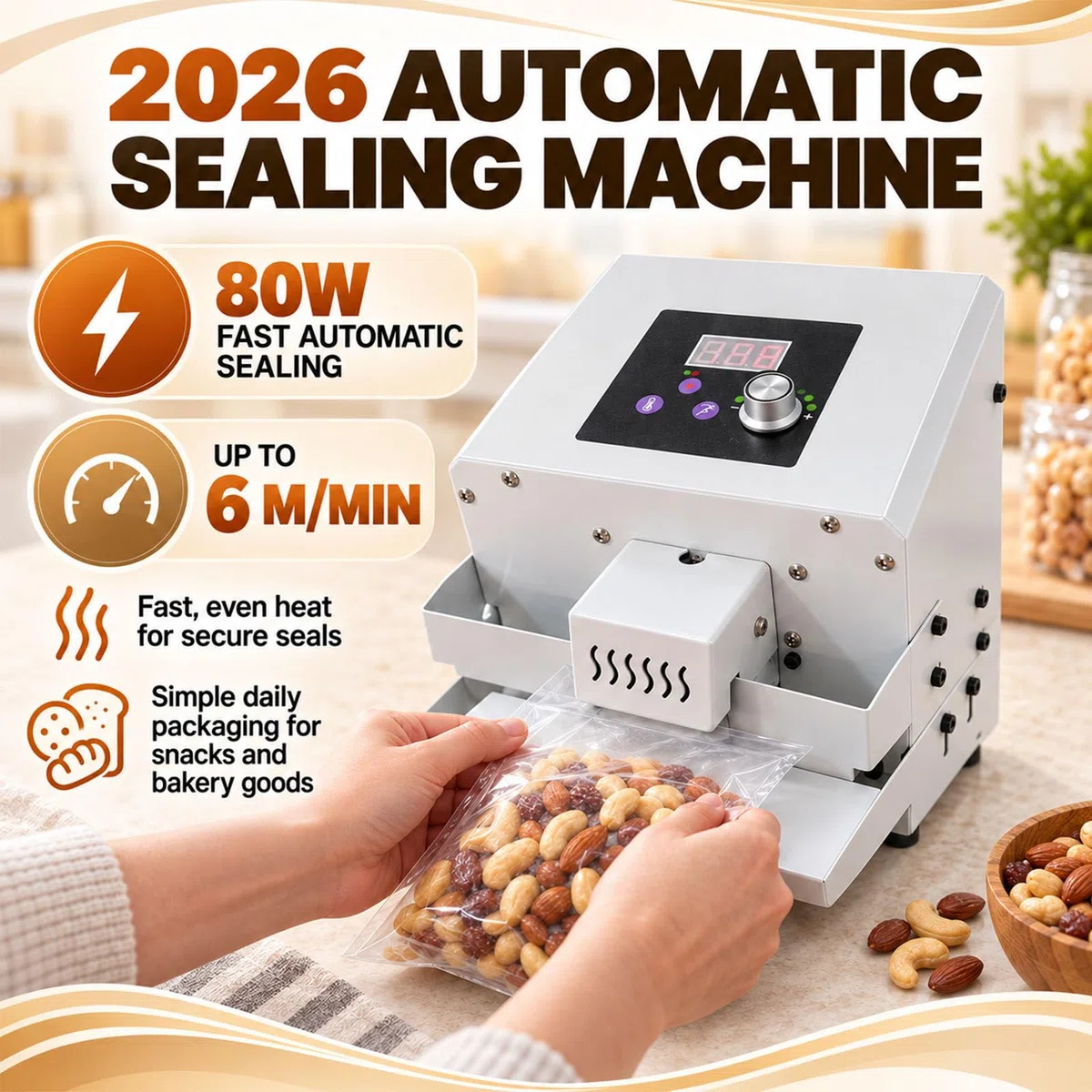 Máquina Selladora Automática, Selladora Térmica De Bolsas De Plástico