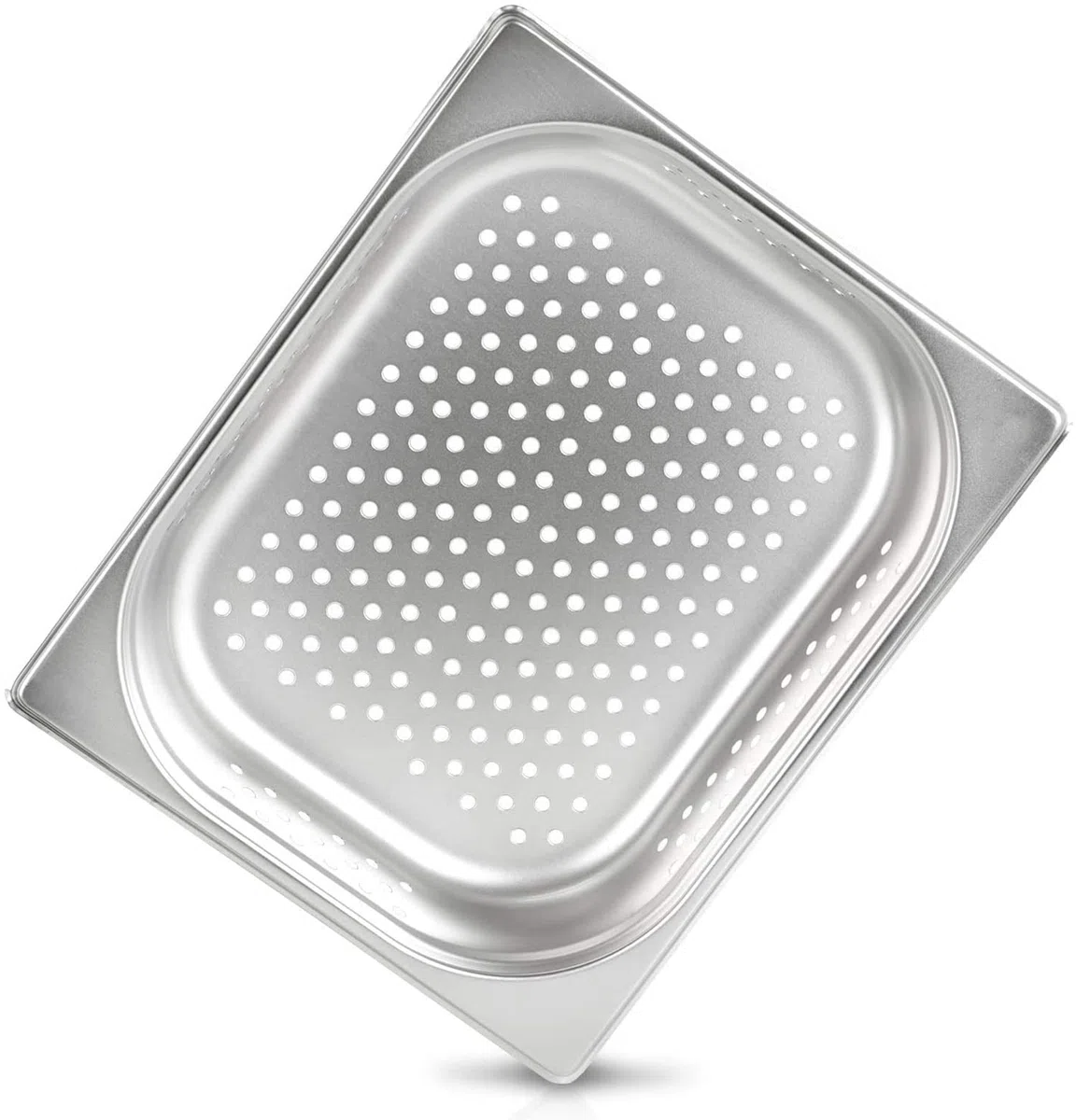 Recipiente GN 1/2 65 mm con perforaciones de 6 mm, de acero inoxidable - Dimensiones: 325 x 265 x 65 mm – ideal para cocinar con Chafing Dish o Bain Marie (0,6 mm de grosor)