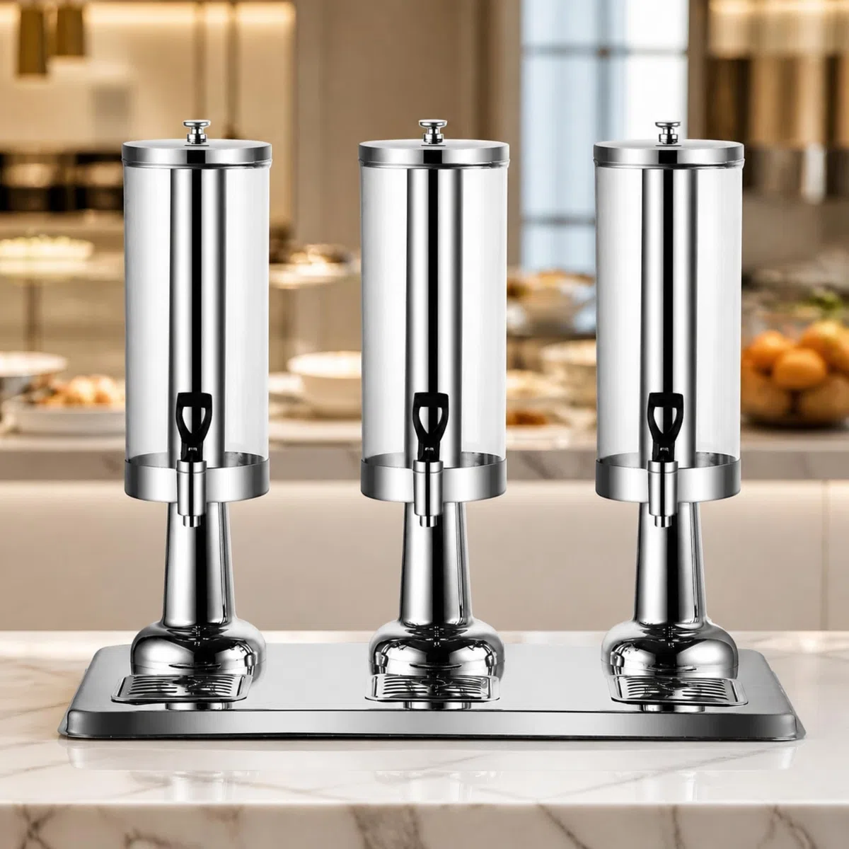 Dispensador Bebidas con 3 Dispensadores Autoservicio Dispensador Bebidas con pósito para Cafería, Caring