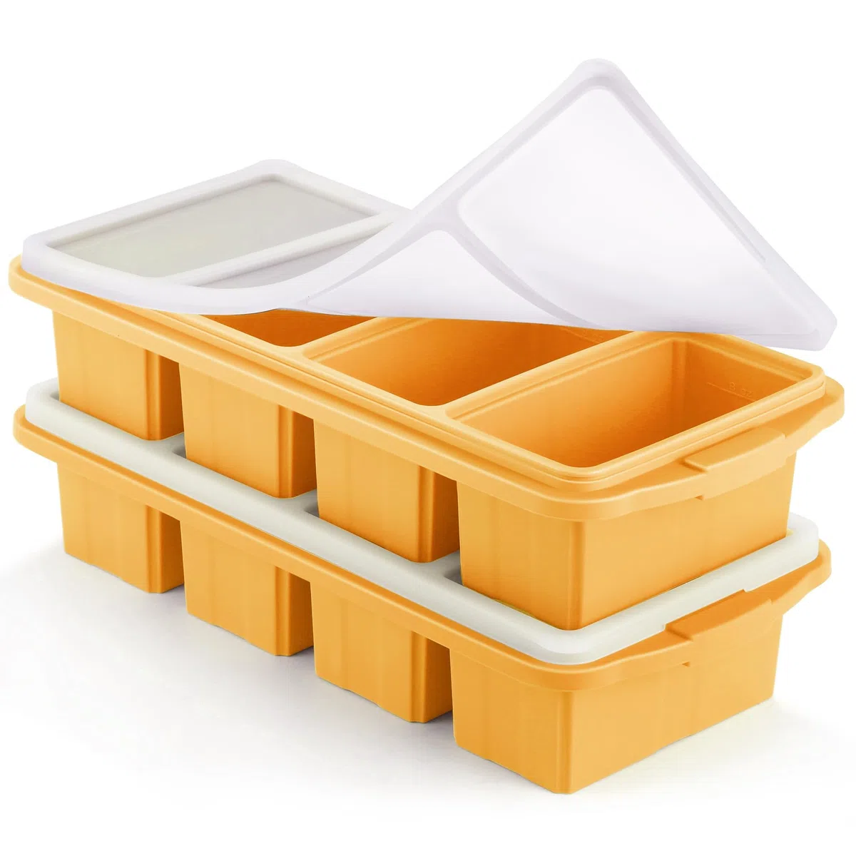 Souper Cube - Molde de silicona para congelación con tapa, sin BPA, apilable, ideal para sopa, caldo, cazuelas y preparación de alimentos (gris azulado)