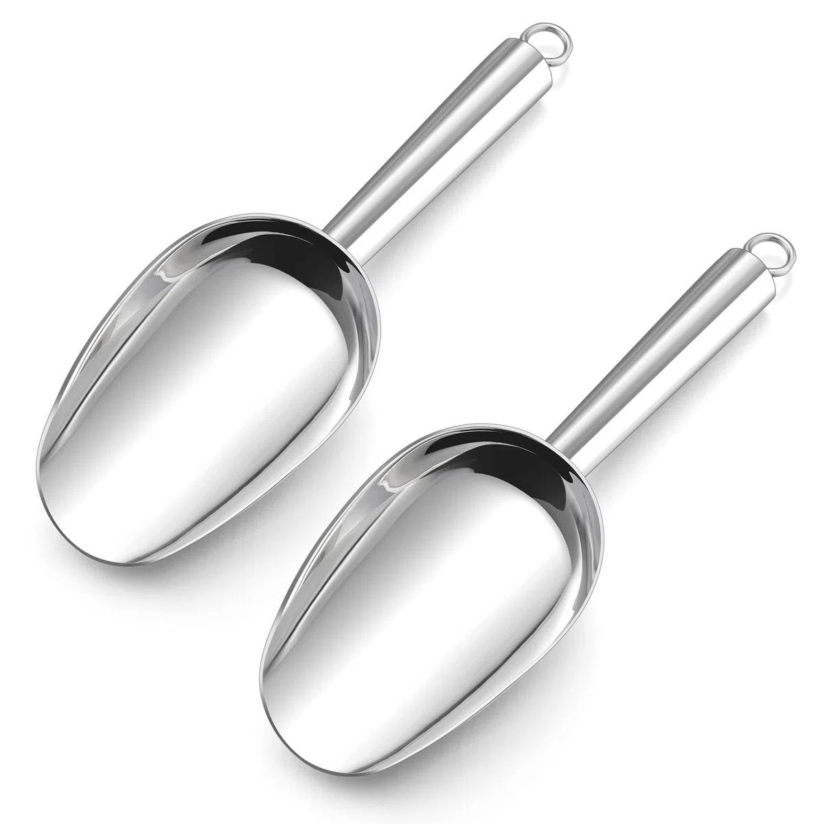 Herogo Juego de 2 palas de harina, de acero inoxidable, 18 x 6 cm, para cocina, bar, boda, harina, alimentos, dulces, apto para lavavajillas