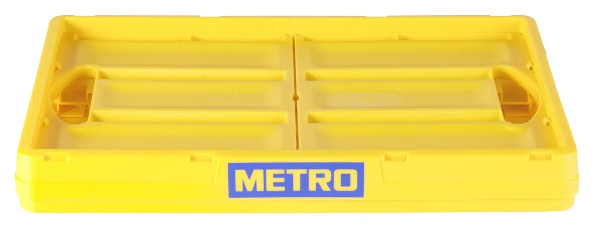 METRO Professional Caja plegable sin tapa de 46 litros, 53 x 36 x 29,5 cm, caja de transporte, color amarillo, polipropileno, 40 kg, color amarillo, plegable, apta para alimentos, reciclable