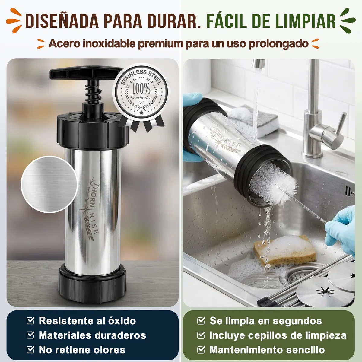 Churreras para Churros y Porras de Acero Inoxidable 304 – Rápida, Fácil de Limpiar y de Gran Capacidad – Ideal Postres Caseros y Cocina Familiar – Kit Reposteria Profesional para Chefs y Principiantes