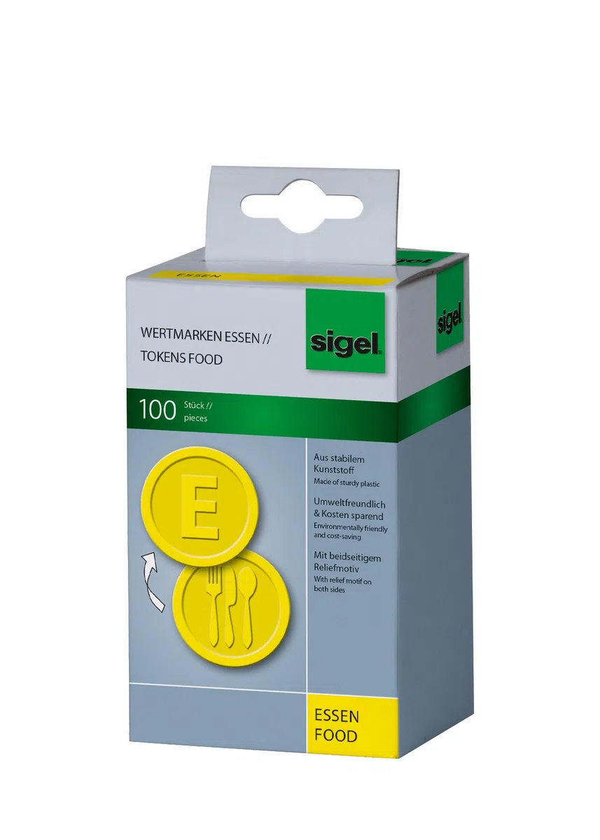 SIGEL WM002 Vales de consumición de comida, diámetro 25 mm, amarillo, 100 unds.