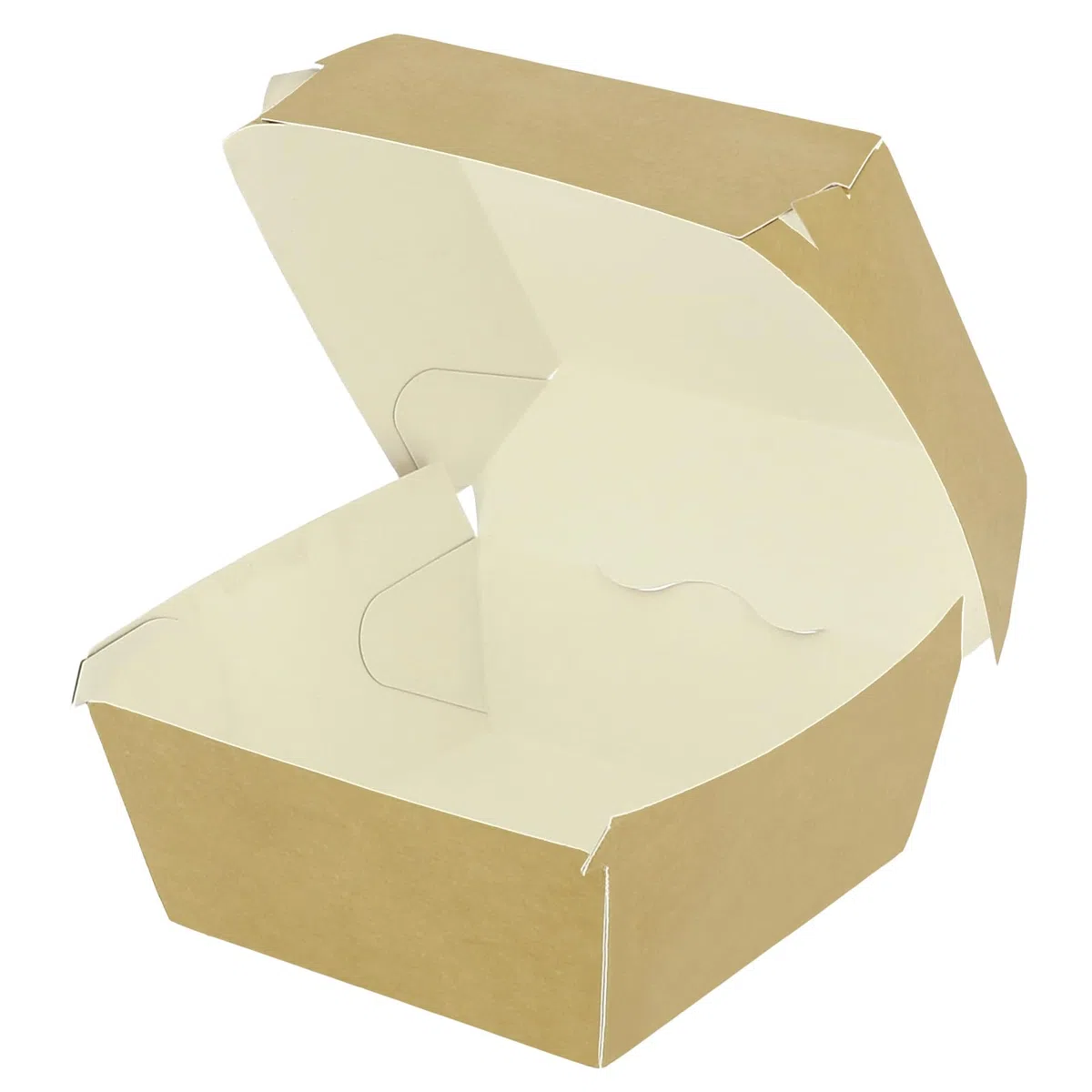 50 Cajas de Hamburguesas, Color Kraft, Doble Cierre, Para Llevar, Delivery, Ecológico, Sostenible | 11x11x7,5cm