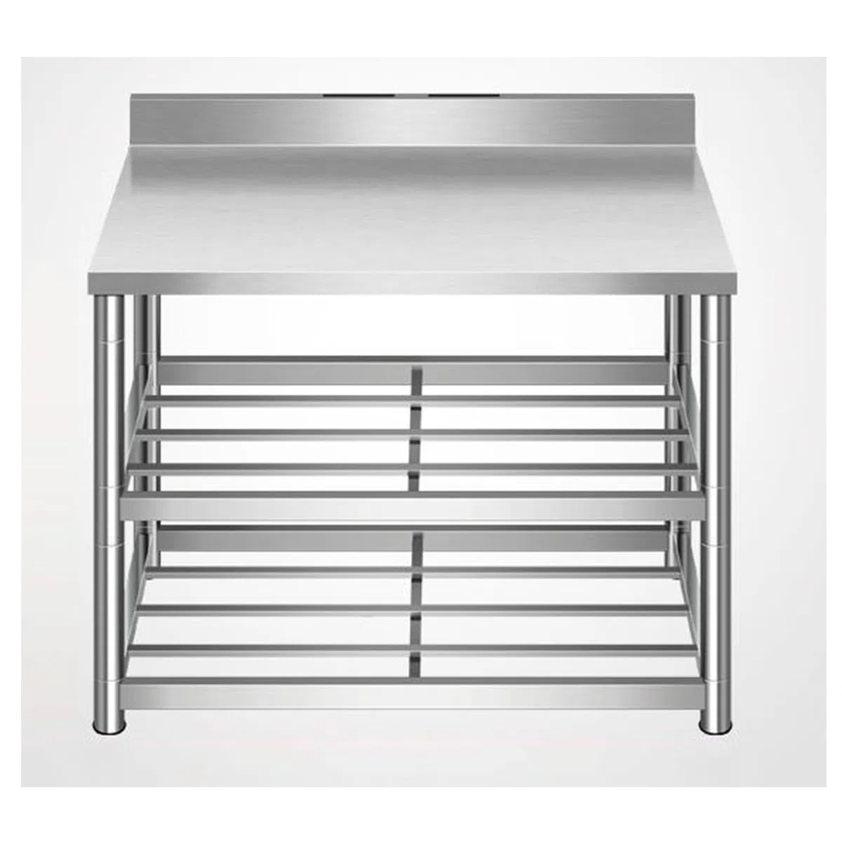 Mesa de horno de pizza de acero inoxidable, mesa de trabajo de preparación de cocina con estante para cuchillos y protector, banco de trabajo resistente, 100 x 50 x 80 cm para preparación de alimentos