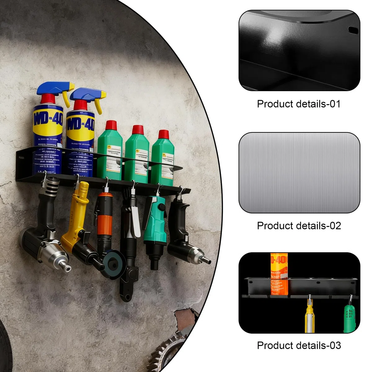 Soporte para botellas de spray: soporte para latas de aerosol con 5 agujeros y 6 ranuras, estante para botellas de spray con tubo expansor y tornillos, estante de pared, soporte para latas