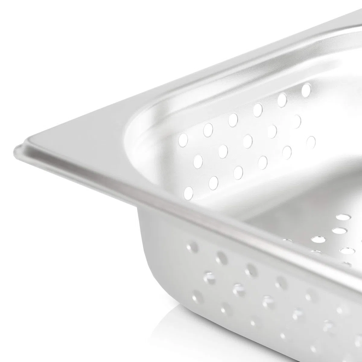 Recipiente GN 1/2 65 mm con perforaciones de 6 mm, de acero inoxidable - Dimensiones: 325 x 265 x 65 mm – ideal para cocinar con Chafing Dish o Bain Marie (0,6 mm de grosor)