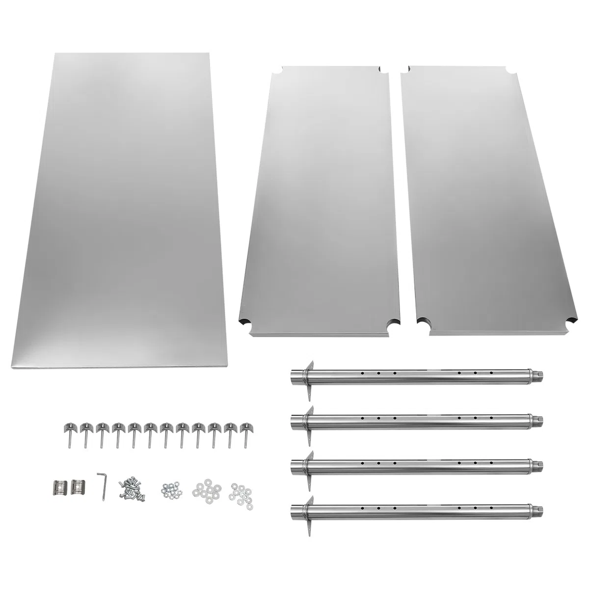 Mesa de trabajo de acero inoxidable de 3 niveles, altura ajustable, mesa de cocina, placas gruesas para cocinas, garajes, jardines, bufés, eventos de catering, almacenamiento de objetos, 120