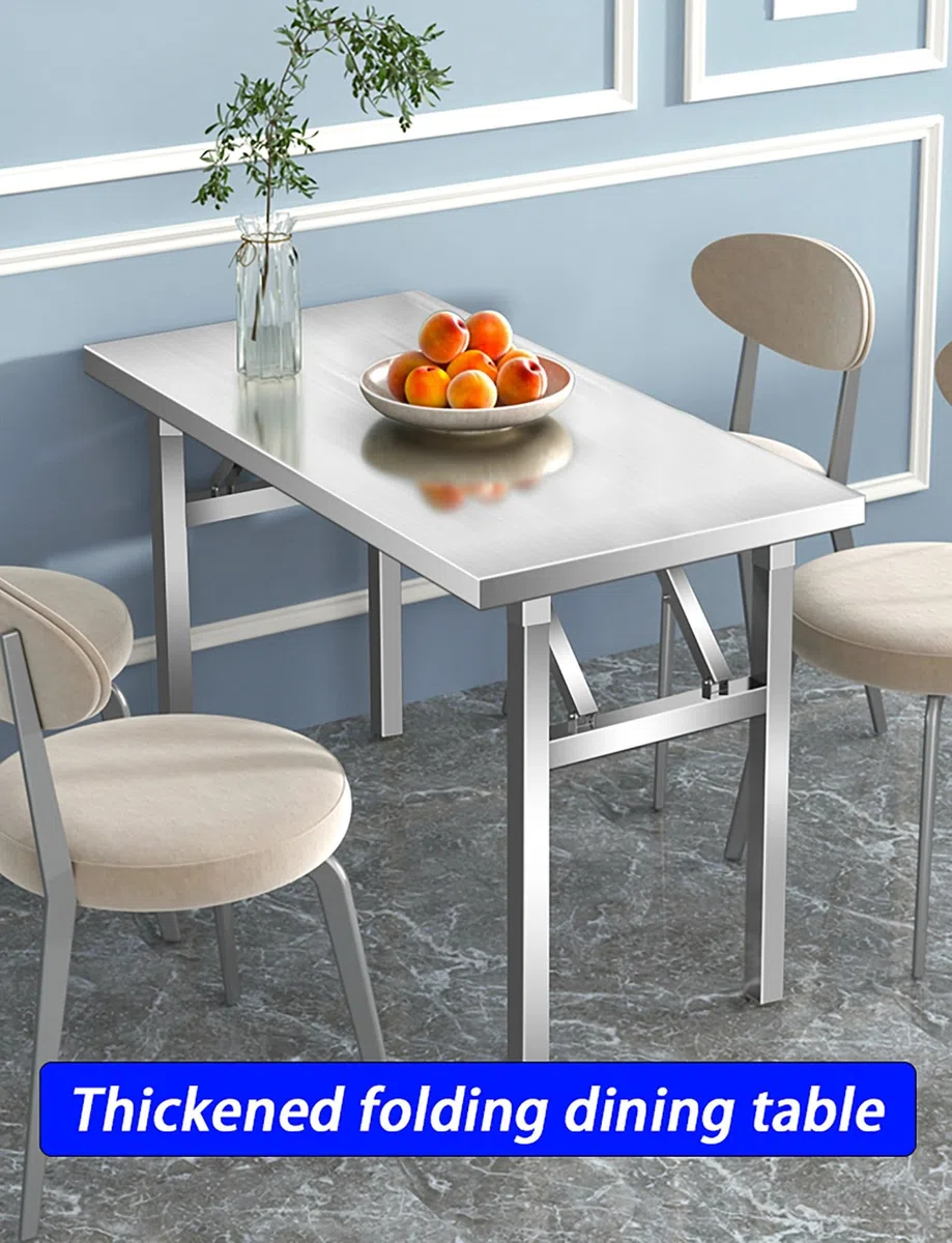Mesa plegable de acero inoxidable resistente portátil para cocina comercial (80 x 40 x 55 cm) para restaurante, catering, eventos al aire libre, estación de preparación duradera