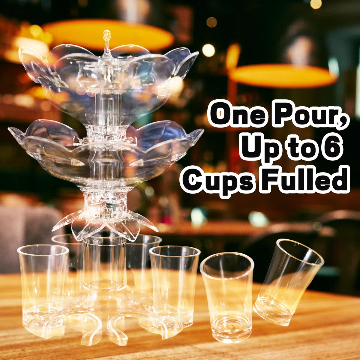 Dispensador y soporte de doble capa mejorado con 6 vasos de chupito, dispensador de llenado de líquido, dispensador de cerveza, dispensador de bebidas para jugo o vino con cepillo