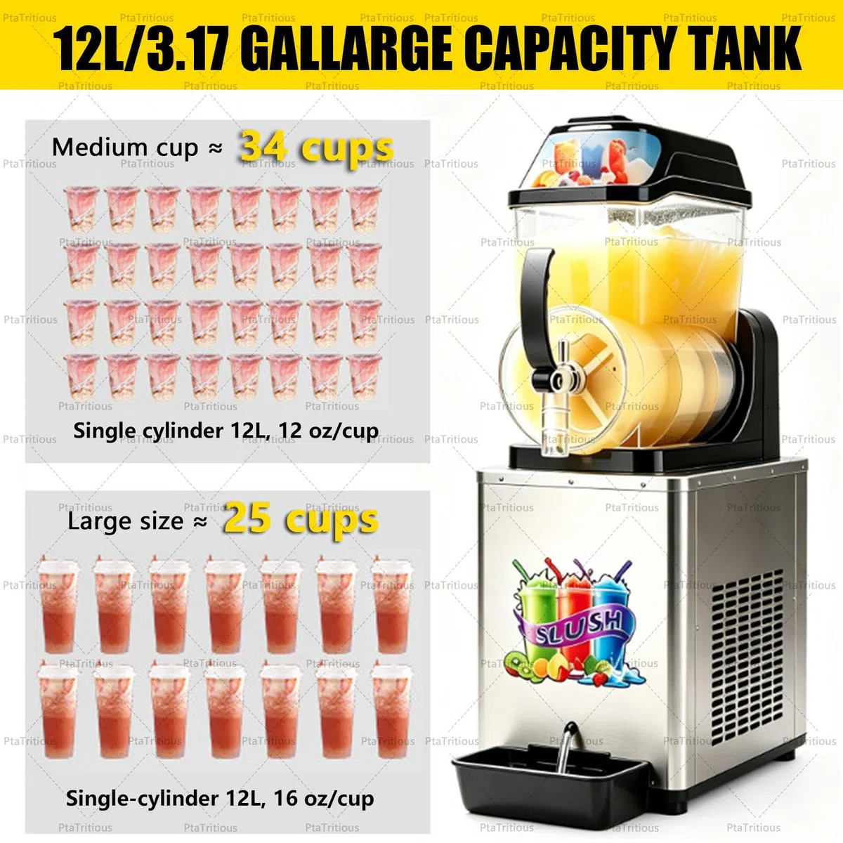 Máquina de Granizados Comercial con Un Solo Tanque de 12 L Black