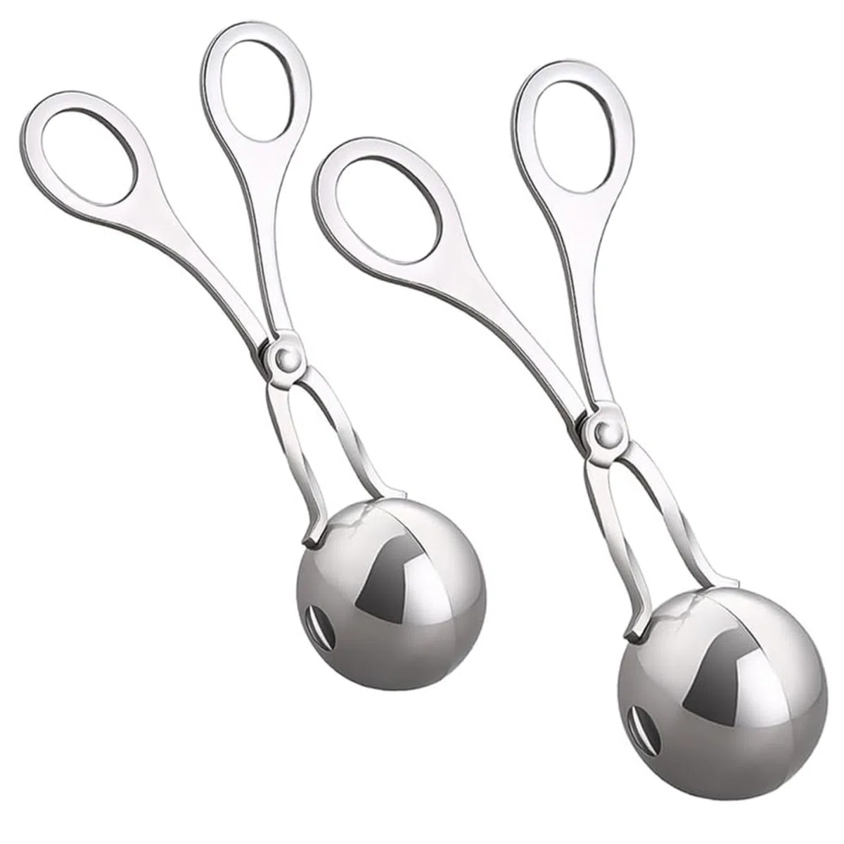 Herramienta Para Hacer Albóndigas 2PCS Herramienta Para Hacer Albóndigas Grandes Y Pequeñas De Acero Inoxidable Pinzas Antiadherentes Para Albóndigas Con Orificio De Descarga