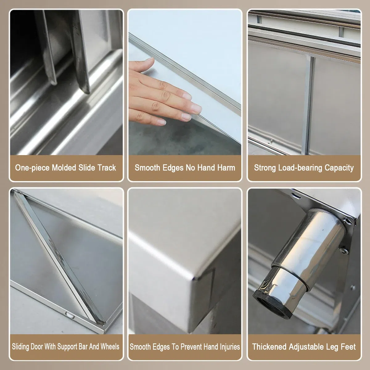 Mesa de preparación de Acero Inoxidable con Puertas corredizas - Banco de trabajcinas comerciales y Uso doméstico - Ideal para restaurantes, hoteles y soluciones de Almacenamiento en garajes