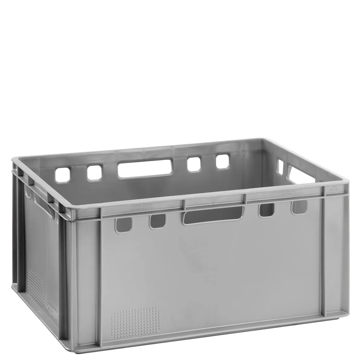 BURI Caja para carne, E3, gris, 60 x 40 x 30 cm, alta de Alemania, apta para alimentos, robusta, apilable