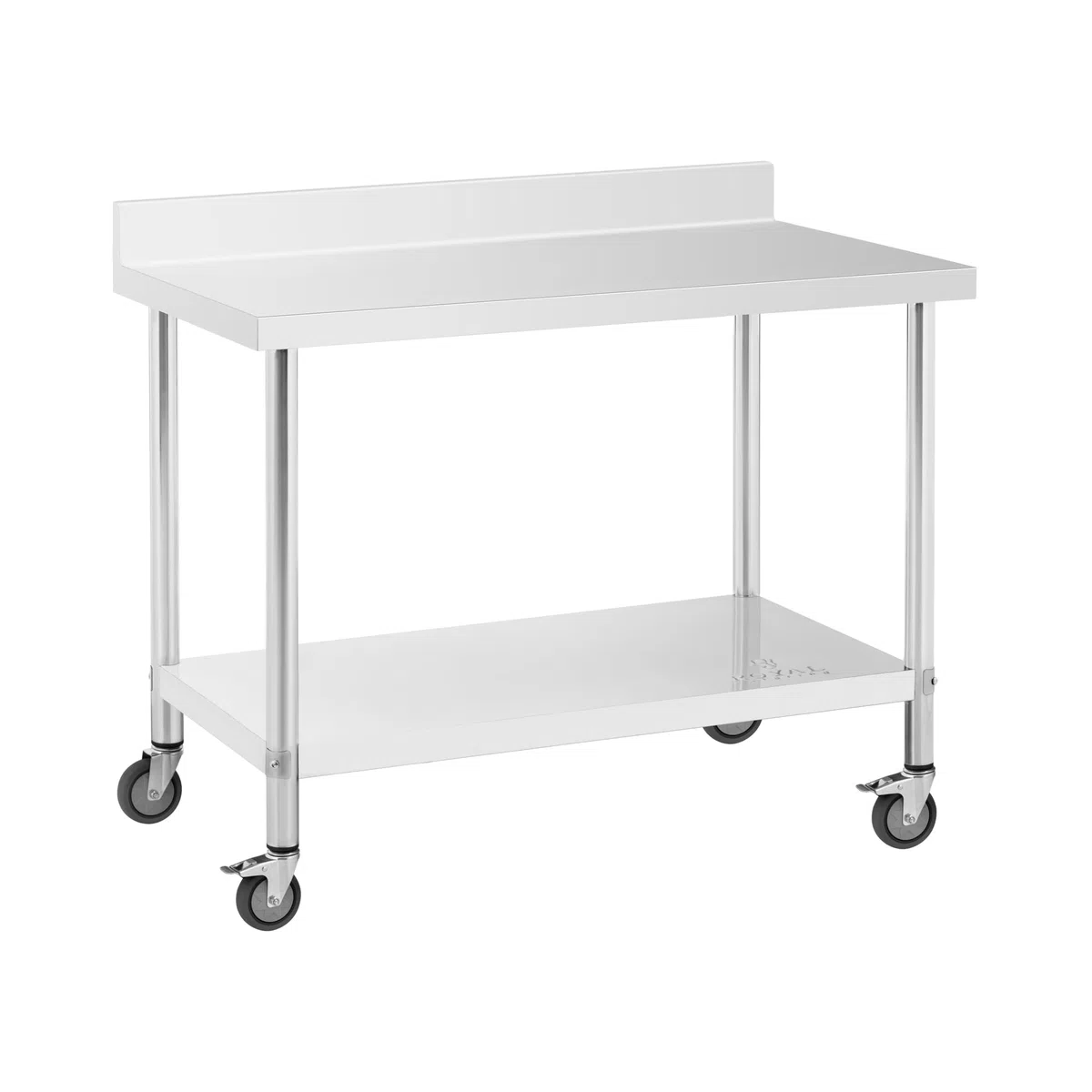 Royal Catering RCAT-12060-WS - Mesa de Trabajo con Ruedas Auxiliar, Bandeja con Ruedas (60 x 120 cm, 158 kg)