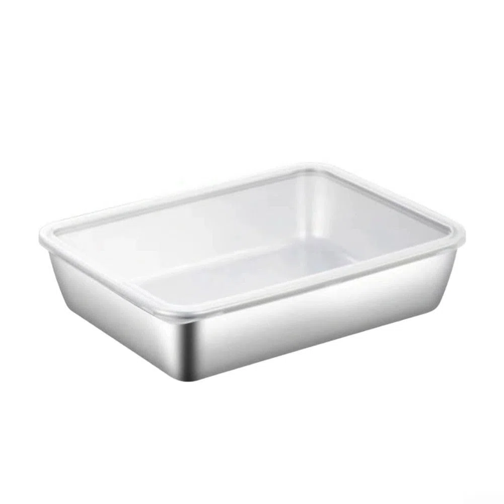 Whychstore Bandejas de almacenamiento de alimentos de acero inoxidable, caja de conservación de alimentos para cocinas familiares, hoteles, restaurantes y otros establecimientos de alimentos (B)