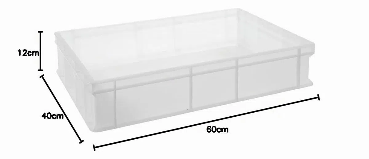 HENDI Caja para masa de pizza y de pan, 24L, caja de fermentación, apilable, sin tapa, apta para alimentos, recipiente contenedor porta masa alimentos, sin BPA, 600x400x(H) 130mm, HDPE