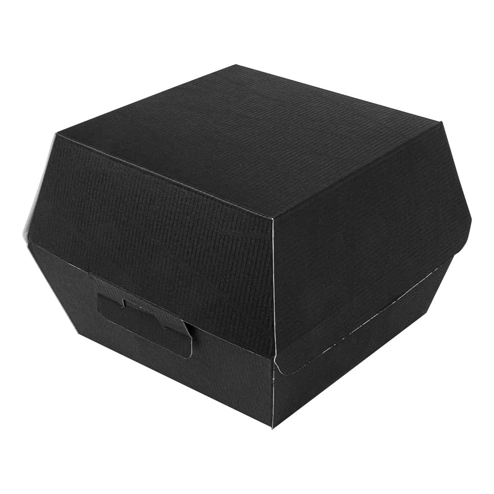50 Unidades - Conchas Hamburguesa 'Thepack' 230 G/M2 14,4X13,6X9,2 Cm (L+) Negro Cartón Ondulado Nano-Micro