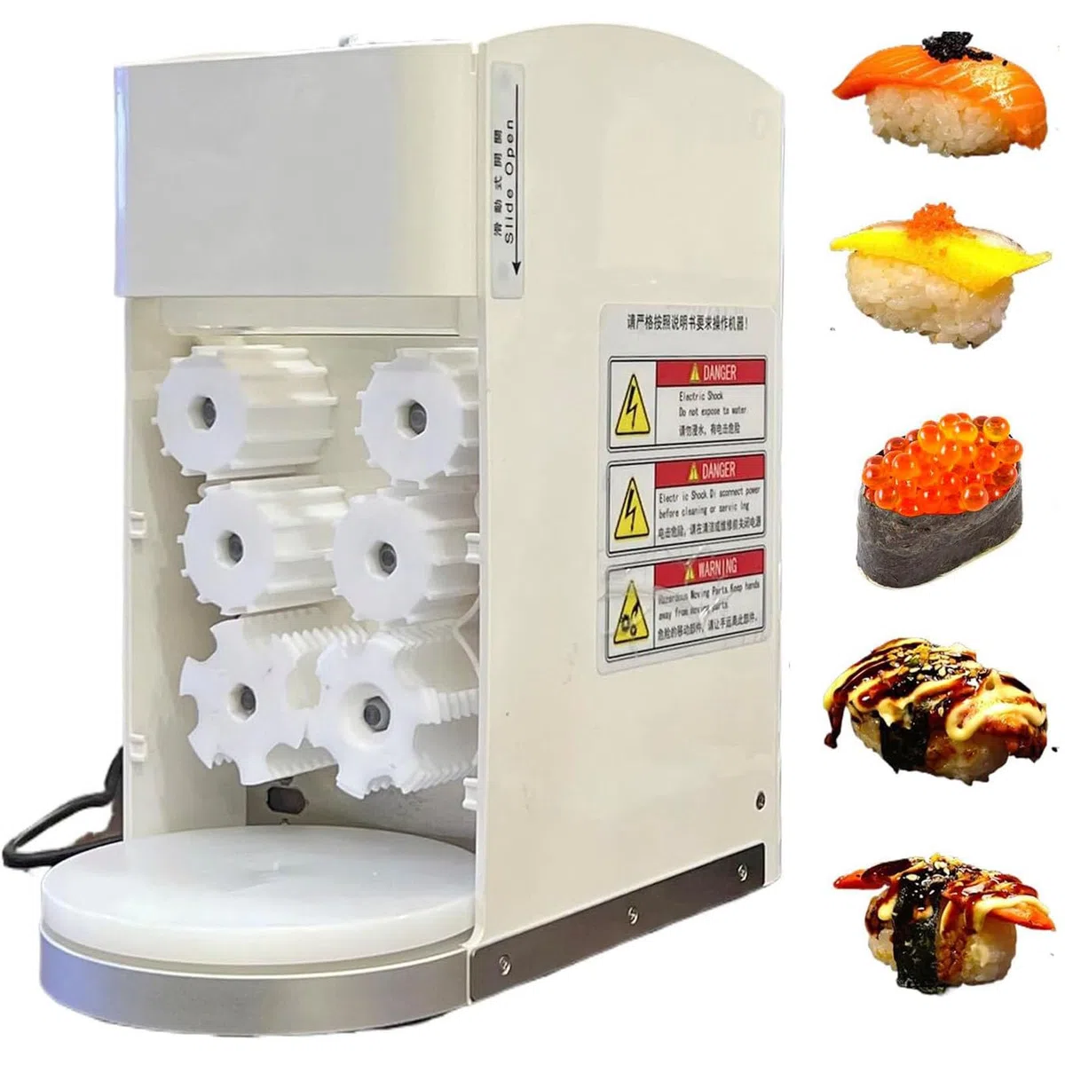 Máquina Comercial para Hacer Nigiri Sushi, 18 g de arroz, firmeza Ajustable, Moldeado automático del arroz, Alto Volumen de producción, Plato Giratorio, sensores Inteligentes.