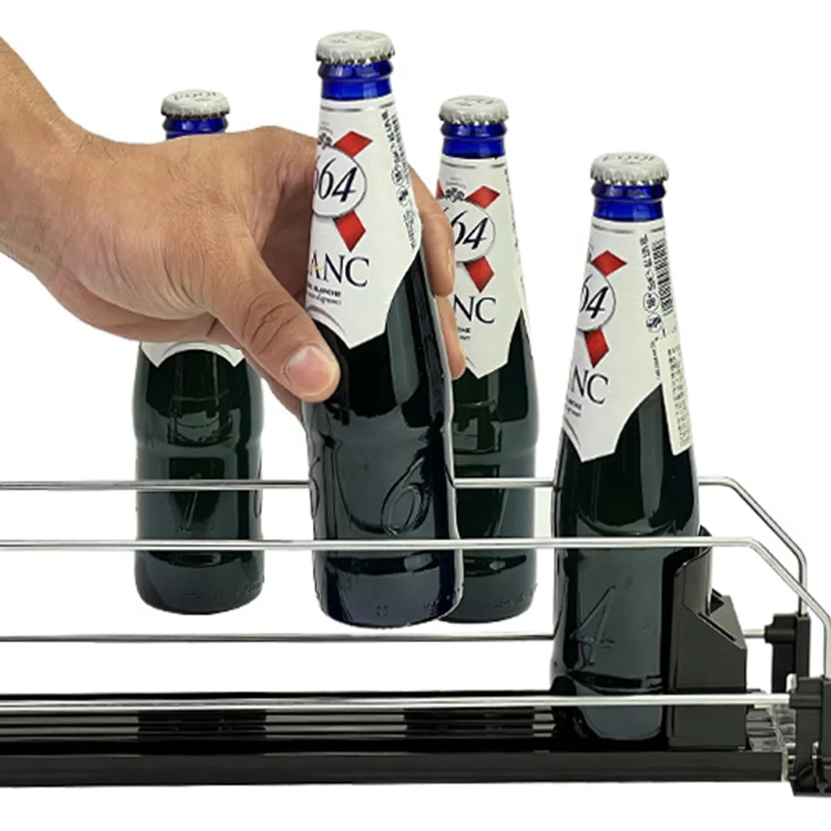 Nevera Dispensador, Automático Dispensador, Organizador De Latas Grande Para Nevera, Barra Doble De Barra Negra, Deslizador Ajustable, Grupo De Tres Filas, 38 * 25 * 8 Cm