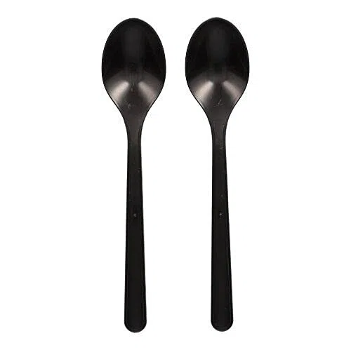 Haval Cucharas reutilizables de polipropileno bio, 18,5 cm, color negro, extra estable, 96437, 50 unidades