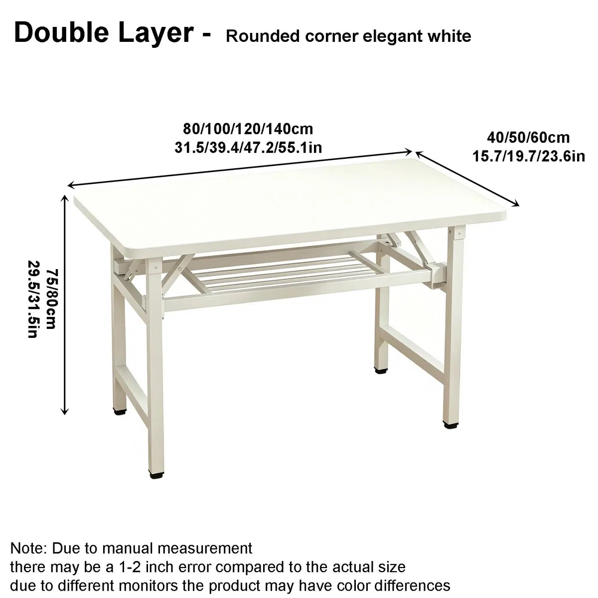 Escritorio Plegable, Mesa de Ordenador Plegable (Blanca, 2 Niveles, 99,4 x 50 x 75 cm)