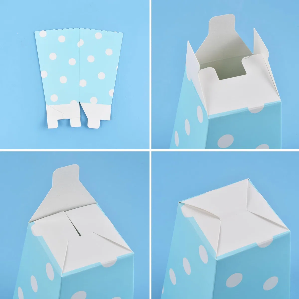 Volumoon Mini Caja de Palomitas, Cubo para Palomitas de Maíz (Juego De60), Bonitos Contenedor Azul y Rosa para Merienda, para Decoración Cumpleaños Fiestas Noche de Cine y Navidad
