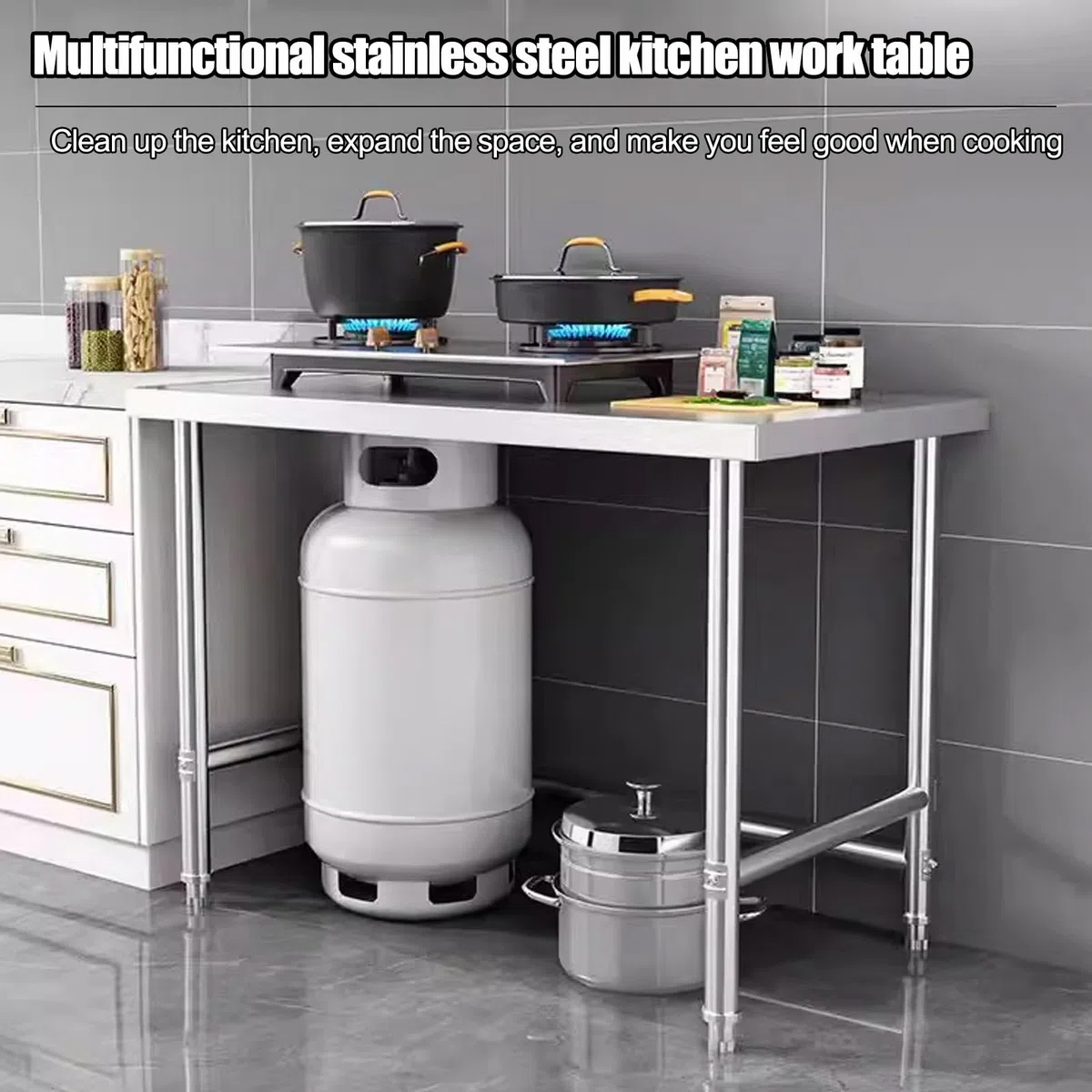 Mesa de preparación de cocina comercial de acero inoxidable, banco de trabajo duradero para preparación de alimentos y picar, ideal para restaurantes, hogares y hoteles (90 x 60 x 80 cm