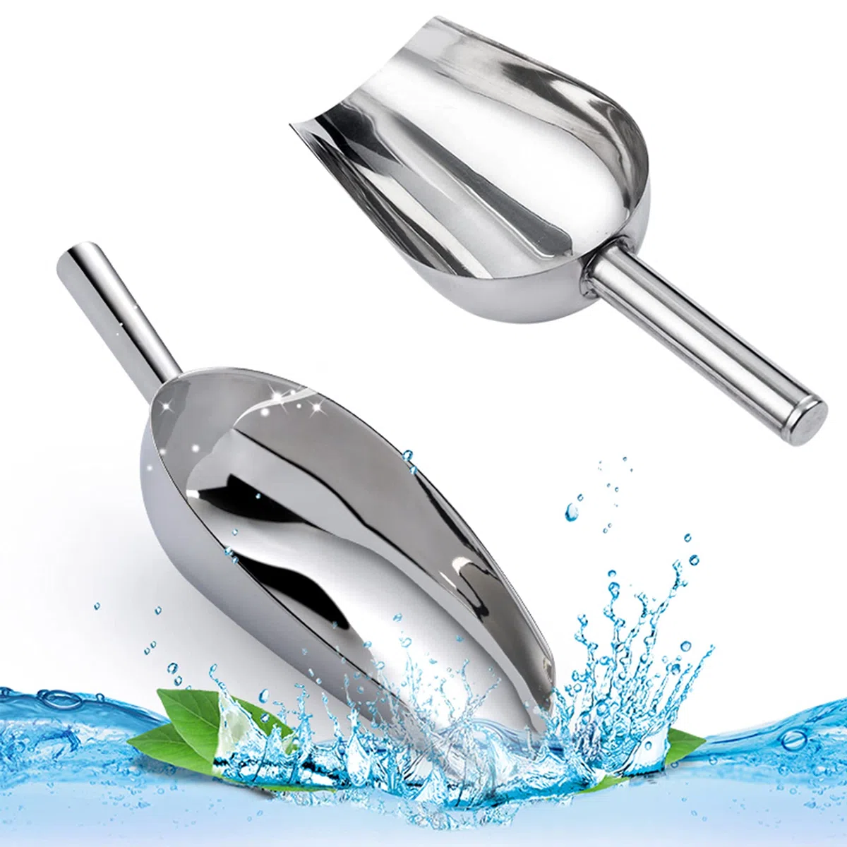 Pala Harina 2 Piezas Pala Hielo Alimentos Cuchara Hielo Grano Pala Hielo De Acero Inoxidable Pala De Hielo Cocina y Bar Cocina Multifunción Para Hielo Cereales Harina Azúcar Café