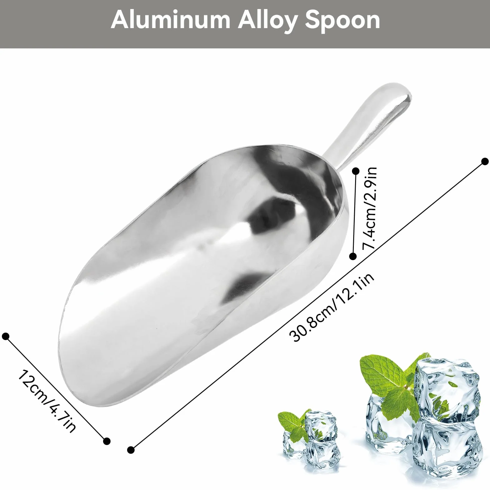 Cucharas multiusos, pala de aluminio de 1 pieza, cuchara de cocina para alimentos, cucharas de utilidad de Metal para harina de hielo, despensa para hornear azúcar