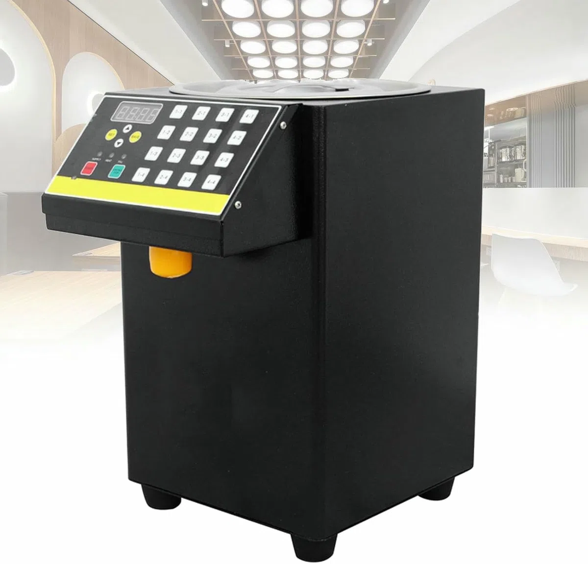 Dispensador de fructosa de 8,5 L, dispensador de jarabe de azúcar de acero inoxidable para hogares y tiendas de hielo, control cuantitativo automático de porciones de jarabe