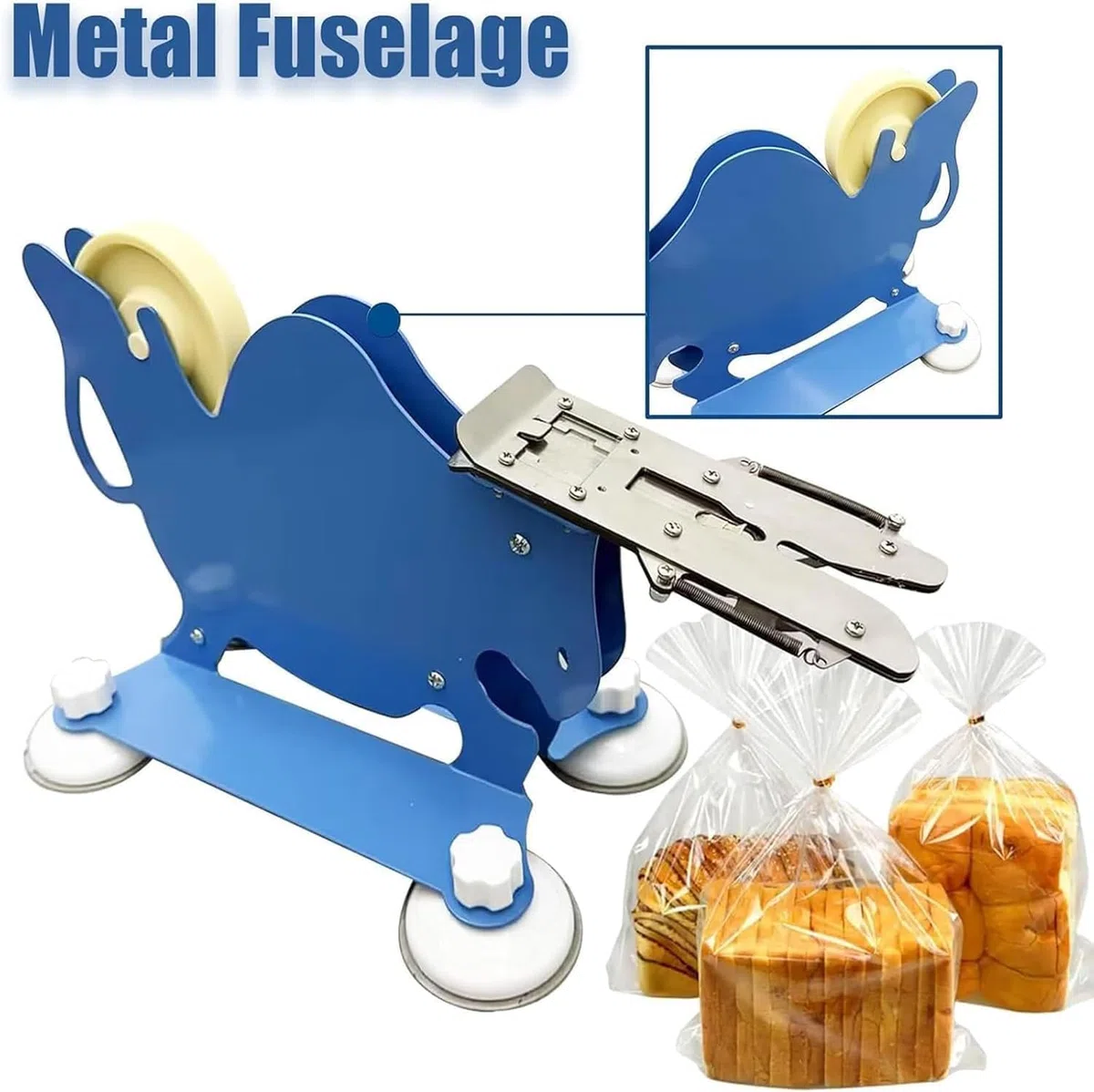 Selladora manual de acero inoxidable para bolsas de pan, galletas y dulces. Selladora de alimentos duradera para la cocina.