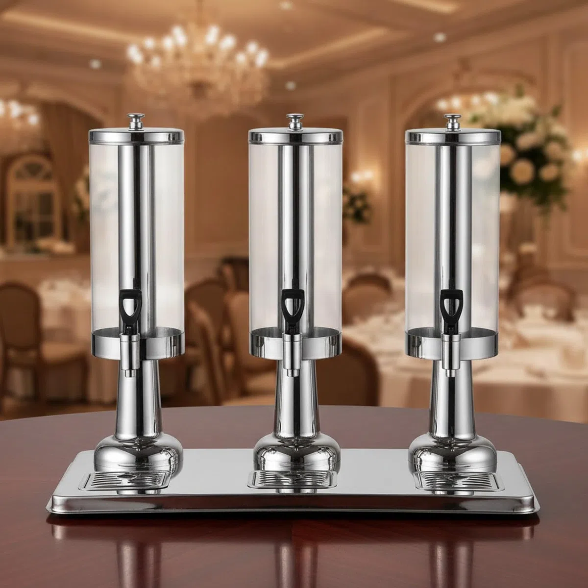 Dispensador Bebidas con 3 Dispensadores Autoservicio Dispensador Bebidas con pósito para Cafería, Caring