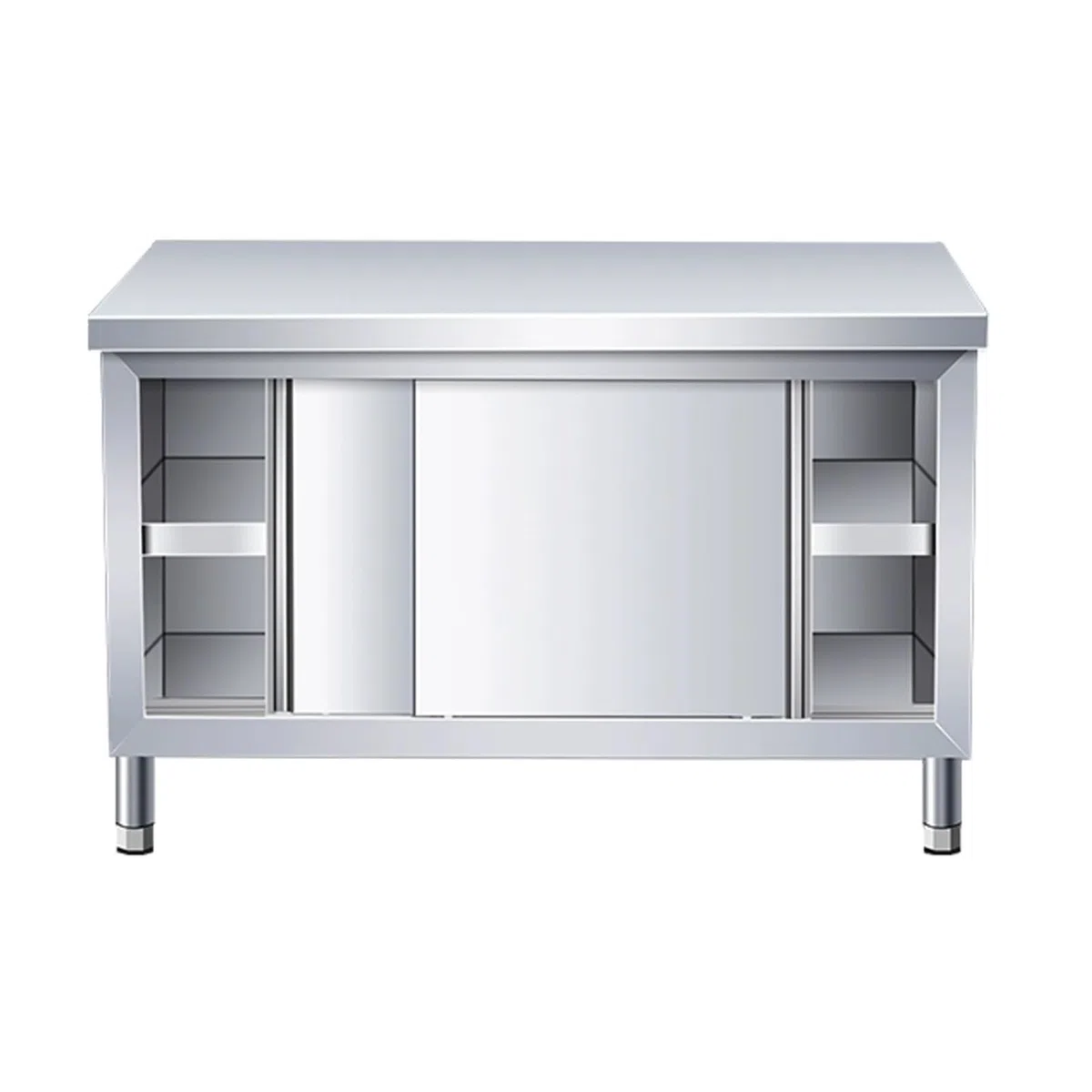 Inless Mesa de trabajo comercial de acero con gabinete, mesa pesada de cocina para el hogar y la mesa de restaurantes (120 x 60 x 80 cm)
