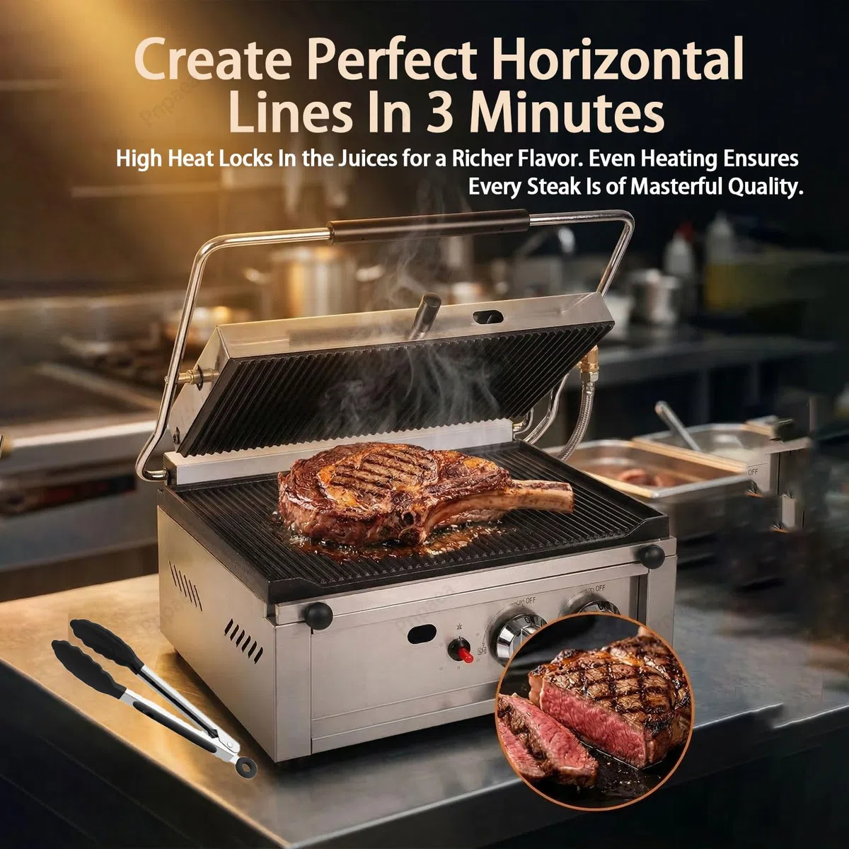 MáQuina EléCtrica Comercial De Acero Inoxidable para Paninis, SáNdwiches, Paninis Y SáNdwiches,para Puestos De Comida Y Restaurantes ElectricHeating