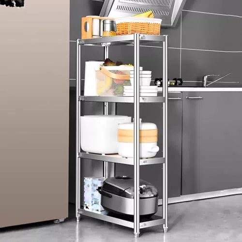 Mesa de trabajo de acero inoxidable 304 con borde estrecho, duradera, para cocina y restaurante, espacio lateral, 30 x 20 x 80 cm, resistente, fácil de limpiar, uso comercial