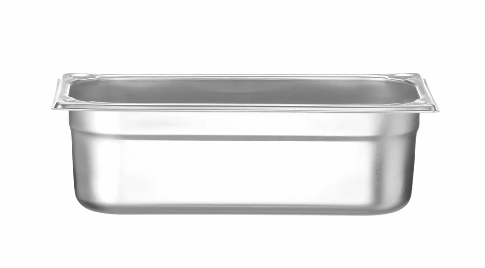 HENDI Recipiente Gastronorm GN 1/3, Kitchen Line, resistencia térmica -40 °C a 250 °C, apto para horno y baño maría, 4L, 325x176x(H) 100mm, acero inoxidable
