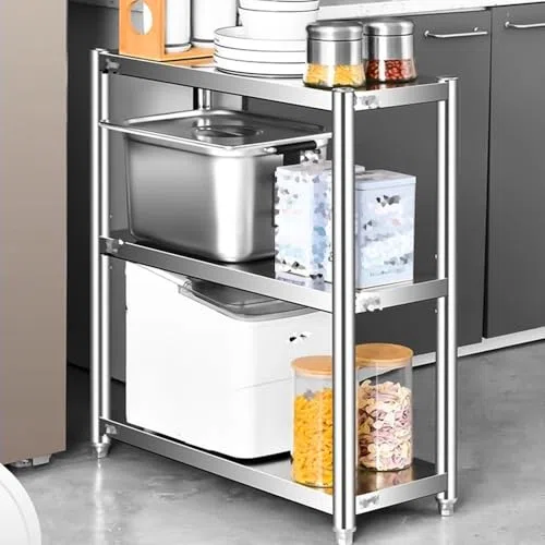 Mesa de trabajo de acero inoxidable 304 con borde estrecho, duradera, para cocina y restaurante, espacio lateral, 30 x 20 x 80 cm, resistente, fácil de limpiar, uso comercial