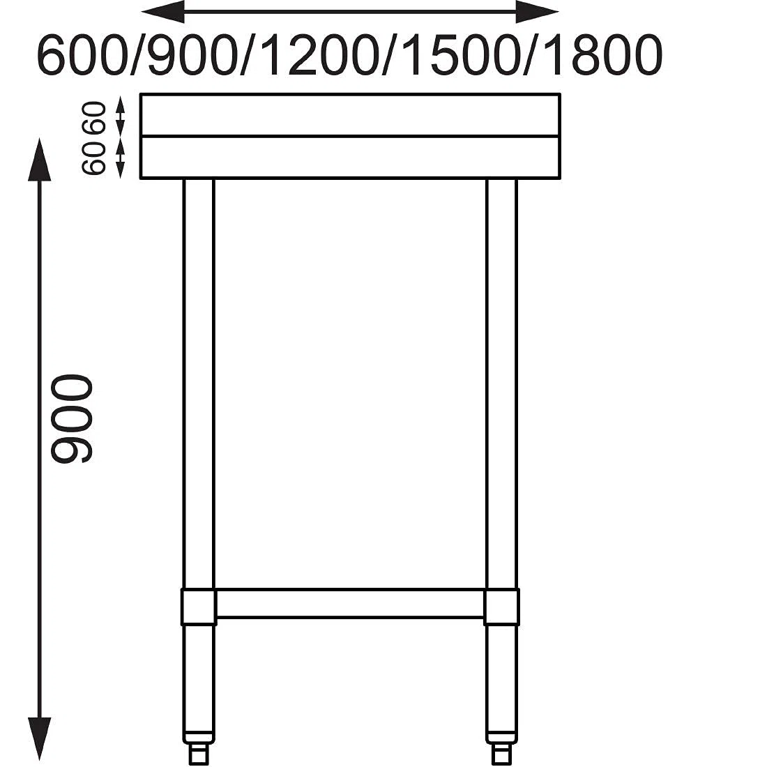 Vogue T382 mesa de acero inoxidable