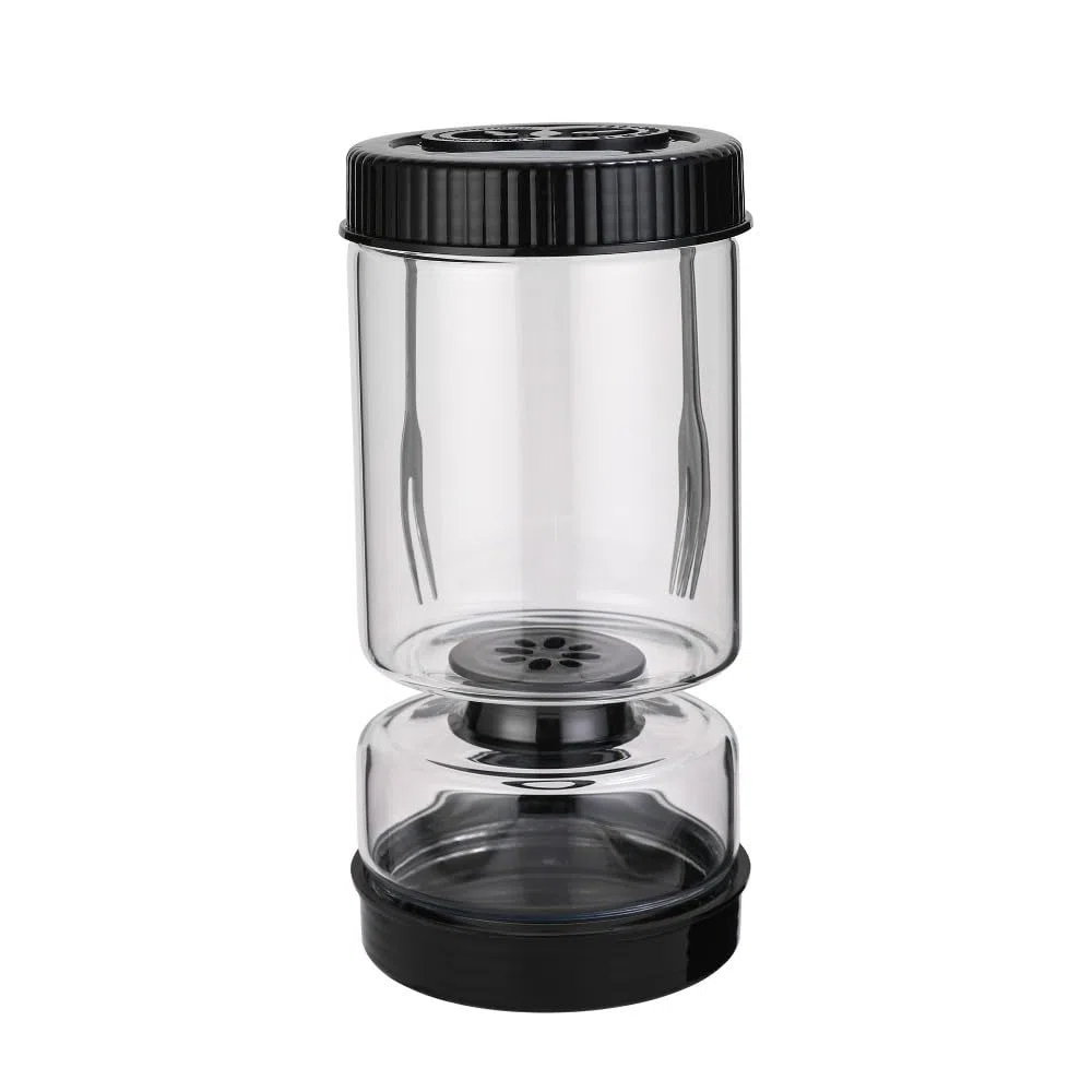 Tarro de cristal para encurtidos, dispensador seco y húmedo, tarro de reloj de arena de aceitunas y pepinillos, a prueba de fugas para el hogar, en escabeche Kimchi (negro)