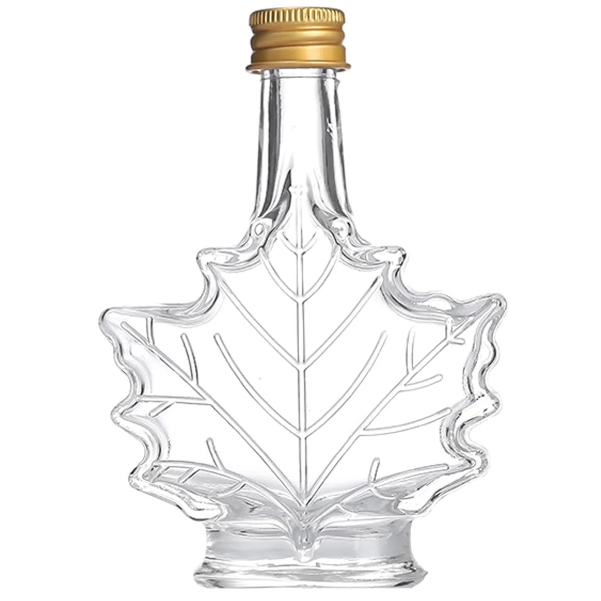 Botellas de jarabe de arce, botella de jarabe de vidrio reutilizable en forma de hoja de 250 ml con tapas, frascos de conservas portátiles de grado alimenticio para almacenar líquidos, aceites, per