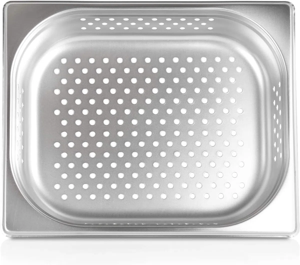 Recipiente GN 1/2 65 mm con perforaciones de 6 mm, de acero inoxidable - Dimensiones: 325 x 265 x 65 mm – ideal para cocinar con Chafing Dish o Bain Marie (0,6 mm de grosor)