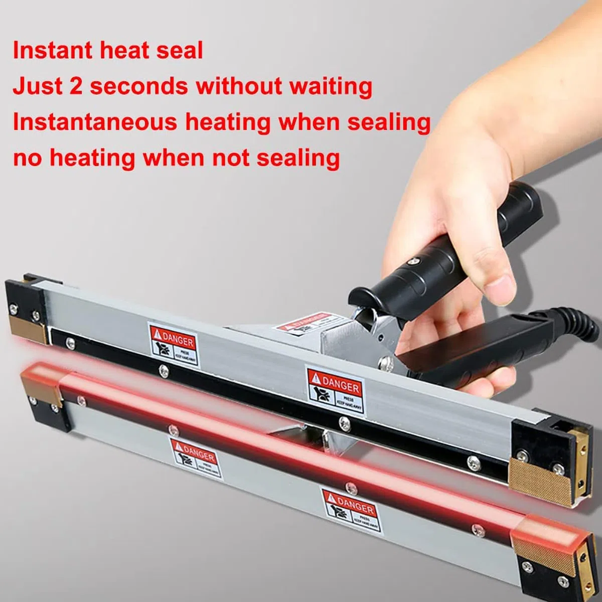 Sellador térmico de mano para poliéster, papel de aluminio, bolsas de papel kraft, calentamiento de temperatura constante de doble cara, sellado rápido, fácil de usar, para almacenamiento de alimentos