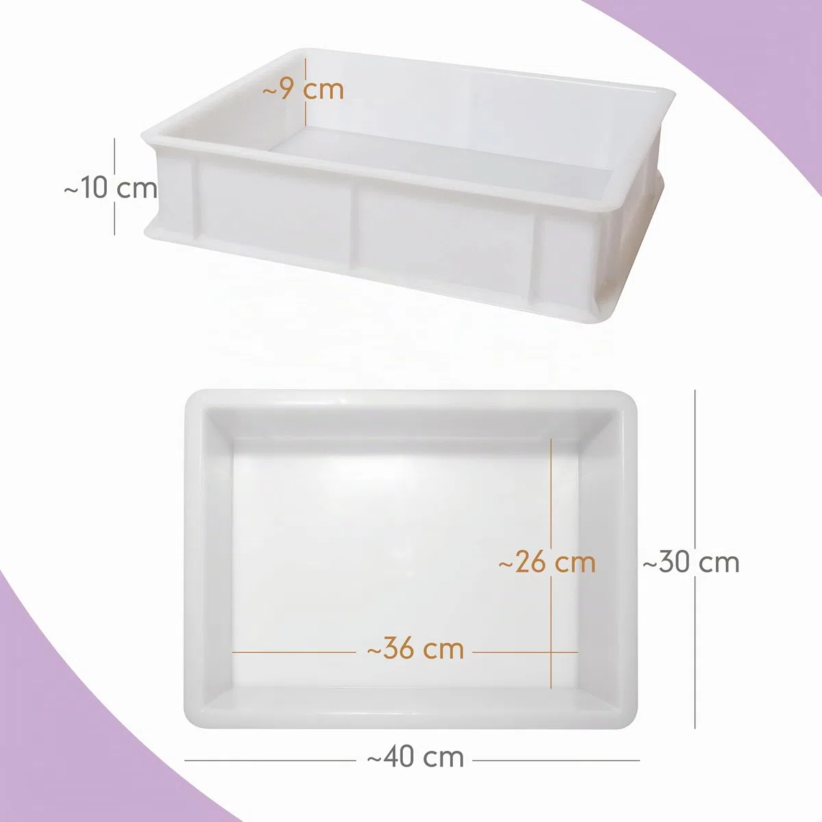 1 bandeja para fermentación de masa, caja contenedor de plástico polietileno porta masa pizza, pan apilable, 12 litros, fabricada en Italia, 30 x 40 x 10 cm (solo bandeja)