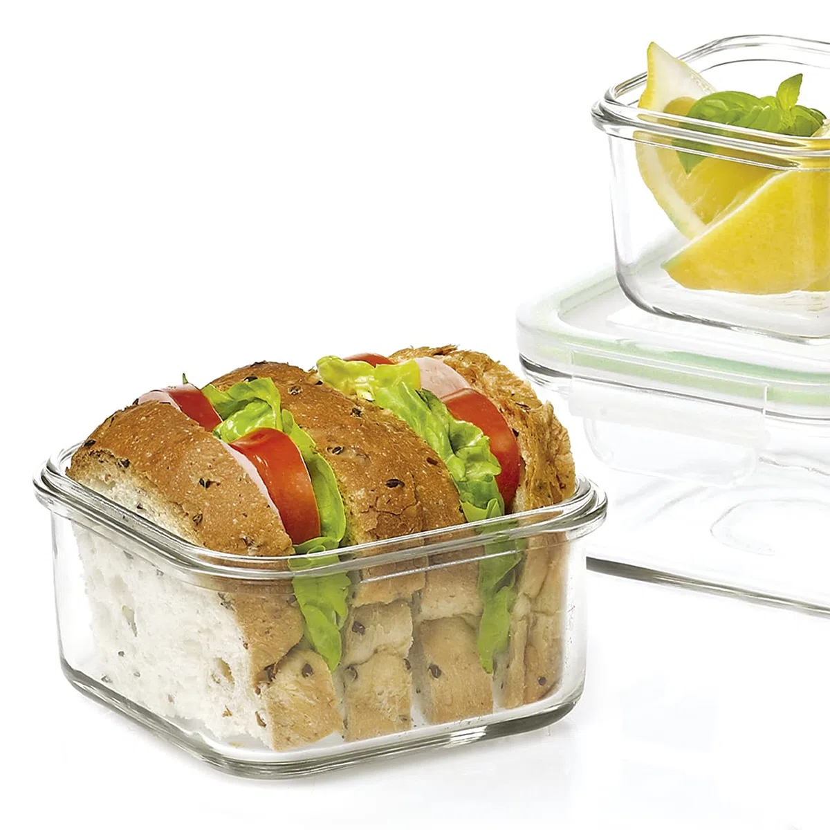 Square Tempered Glass Food Container 17-ounce/490ml RP523 - Glasslock Airtight Anti Spill by GlassLock