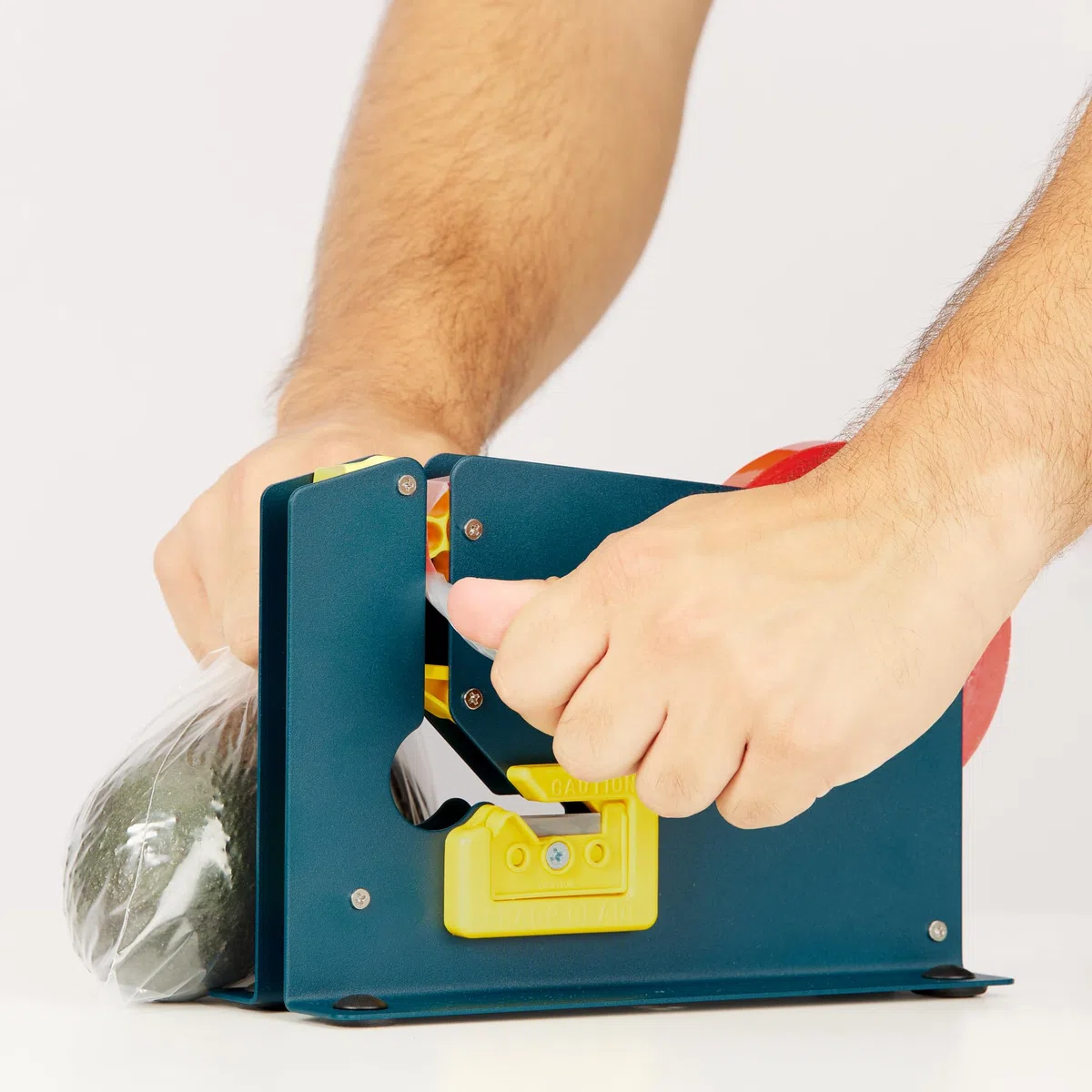 Precifilm Máquina Cierra Bolsas – Sellador de Bolsas de Plástico para Cierre Rápido y Seguro, Compatible con Cintas Adhesivas de 12 mm, Ideal para Tiendas y Uso Doméstico, Metal, Azul