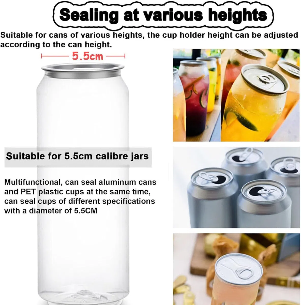 Selladora automática de latas, sellador eléctrico de tazas con mostrador y pantalla LCD, ideal para el hogar, cafetería, restaurante, tiendas de bebidas, se adapta a tazas de 5,5 cm de diámetro, 14 a