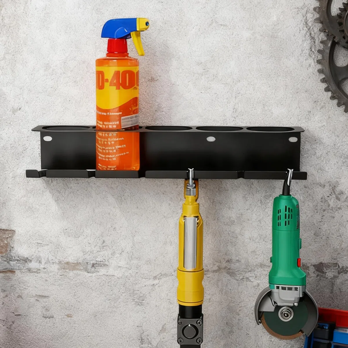 Soporte para botellas de spray: soporte para latas de aerosol con 5 agujeros y 6 ranuras, estante para botellas de spray con tubo expansor y tornillos, estante de pared, soporte para latas